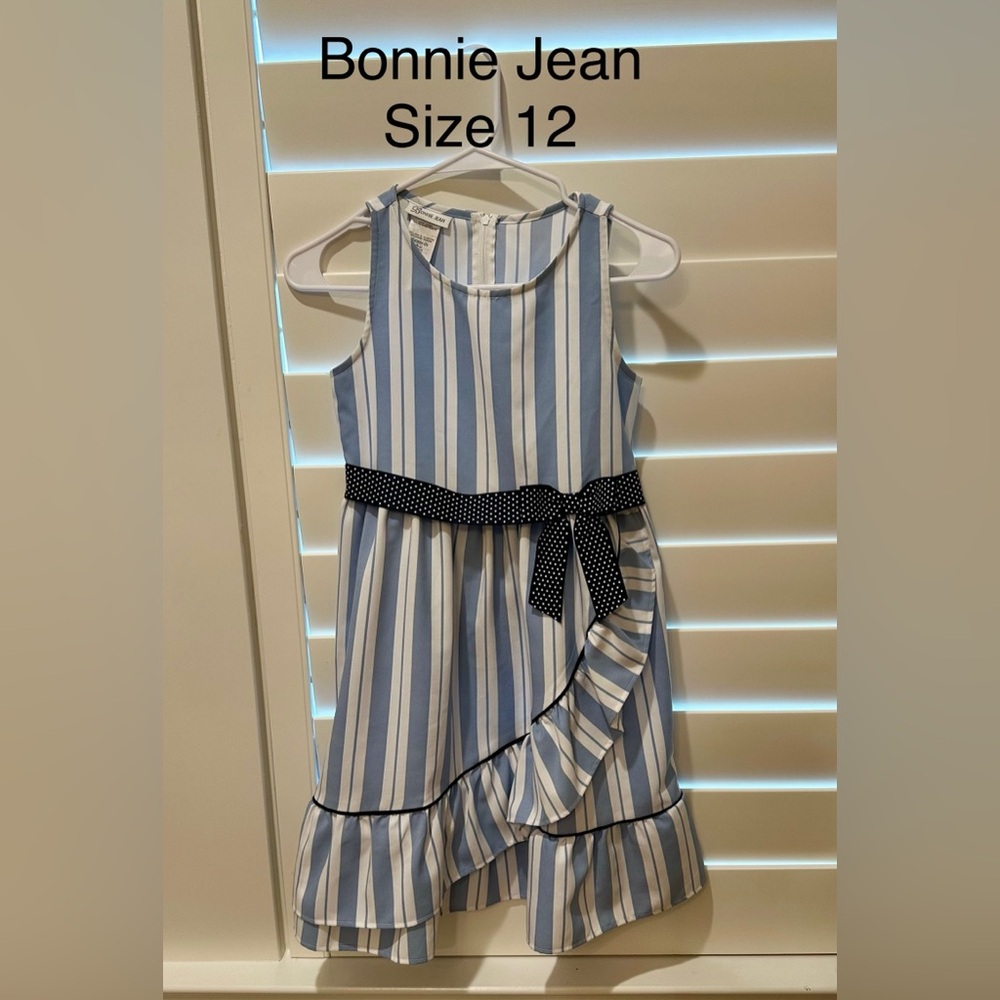 Bonnie Jean Striped Dress with Polka Dot Belt